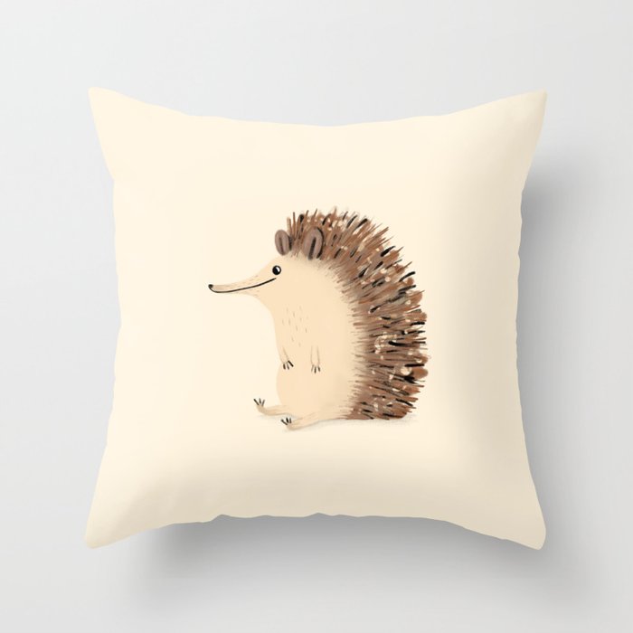 Happy Hedgehog Sketch Throw Pillow
