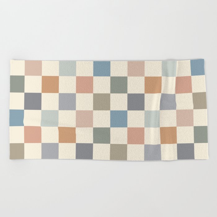 Blue & Beige Neutral Checker Beach Towel