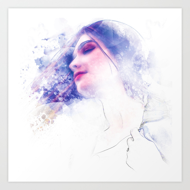 Blue Profile Girl Sketch Art Print By Twopoint0 Society6,Corel Draw Tools Shortcut Keys