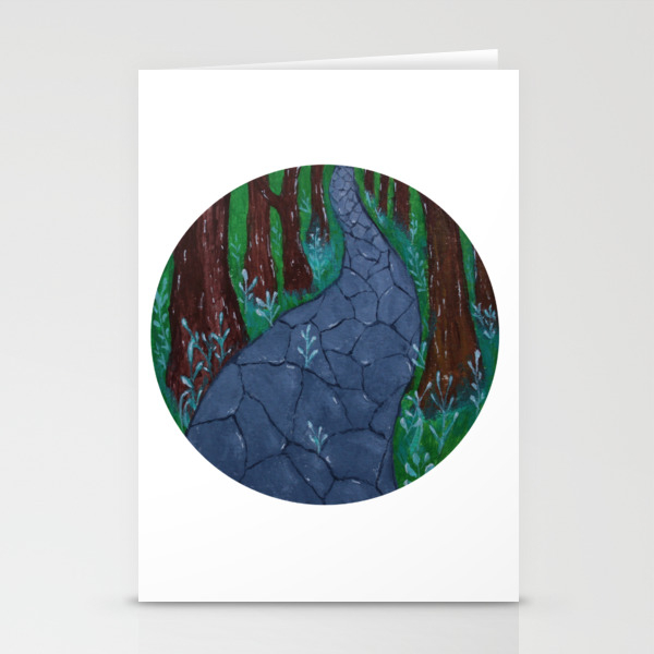 Forest Foliage Acrylic Nature Painting Stationery Cards By