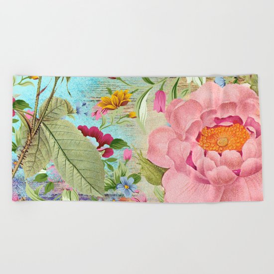 Vintage Flowers #18 Beach Towel