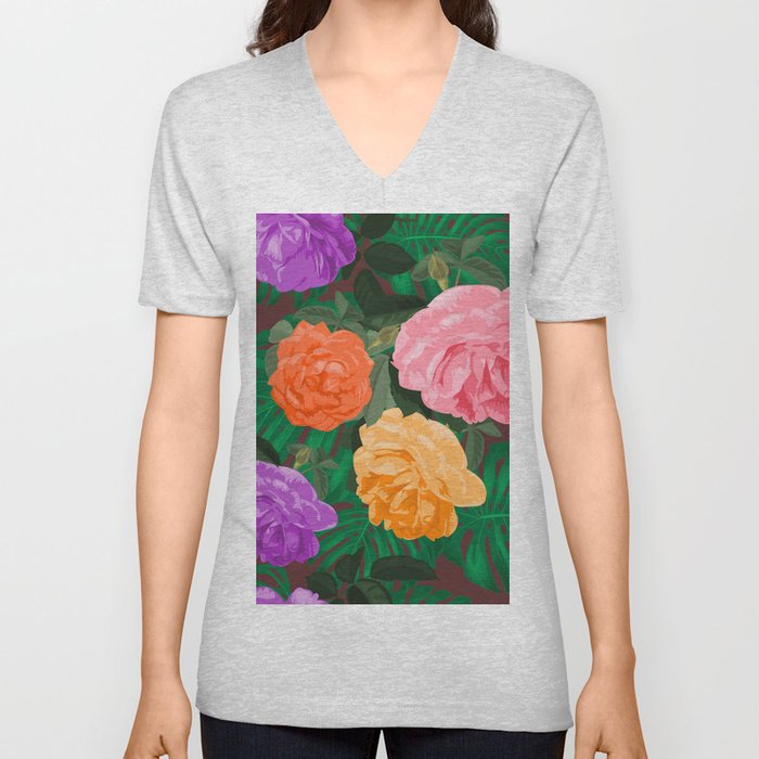 Wonderful Flowers V Neck T Shirt