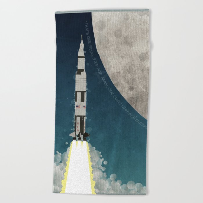 Apollo Rocket Launch to the Moon Beach Towel