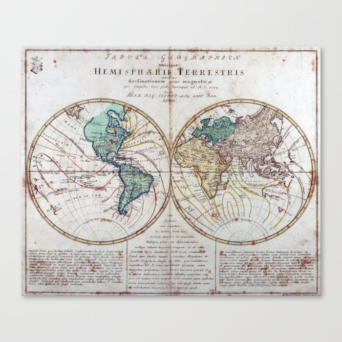 Vintage Map of The World (1760) Canvas Print