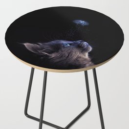 Fascinated cat about jellyfish Side Table