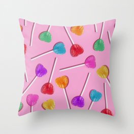 Pillow Decorative Throw Lollipop Hearts White 