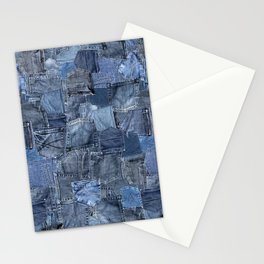 Blue Jeans Pocket Patchwork Pattern Stationery Card