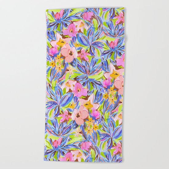 Flaunting Floral Periwinkle Beach Towel