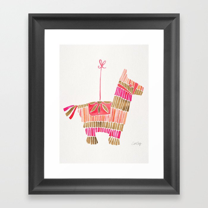 Mexican Donkey Piñata – Pink & Rose Gold Palette Framed Art Print