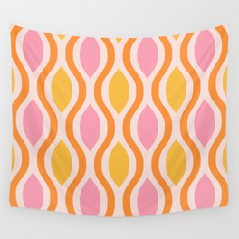  Retro Mid Century Modern Pattern 746 Orange Pink and Yellow Wall Tapestry