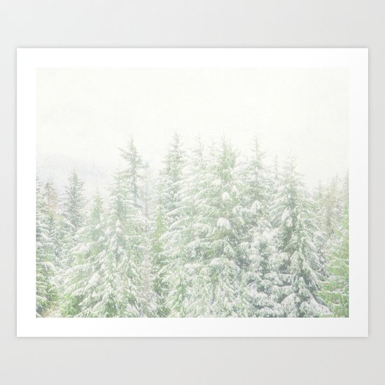White Winter Forest with a Hint of Mint Art Print
