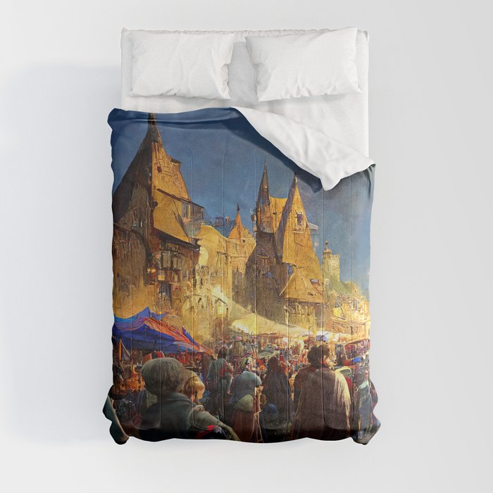 Medieval Fantasy Town Comforter