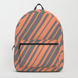 [ Thumbnail: Gray & Light Salmon Colored Lined/Striped Pattern Backpack ]