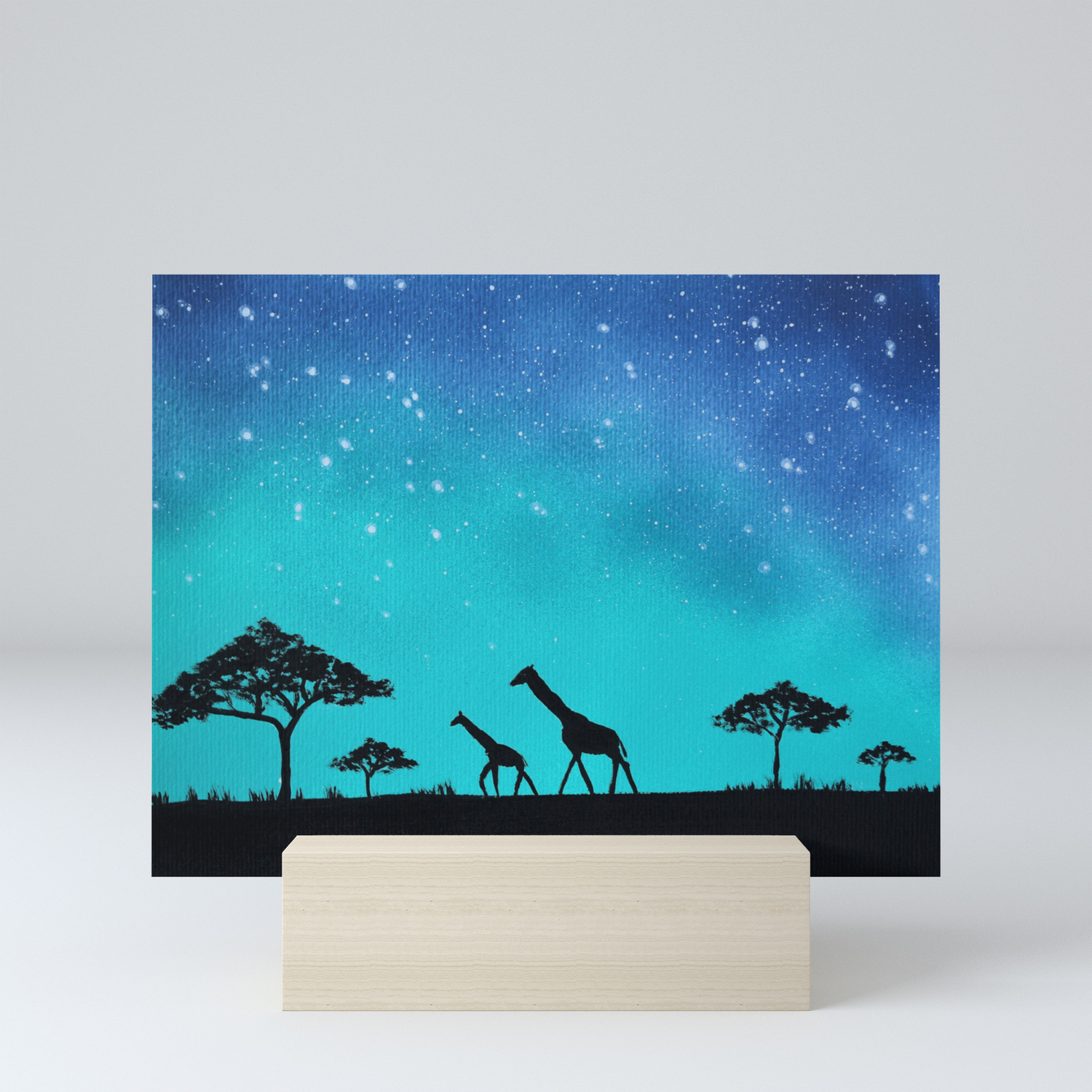Giraffe Silhouette Painting Mini Art Print By Terrasomniaart