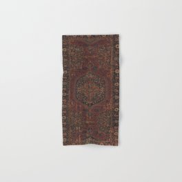 Boho Chic Dark I // 17th Century Colorful Medallion Red Blue Green Brown Ornate Accent Rug Pattern Hand & Bath Towel