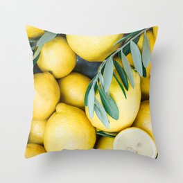 Lemons & Olive branches | Italian lifestyle | Travel photography food wall art print Throw Pillow