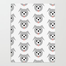 Grey Dogs Pattern Poster