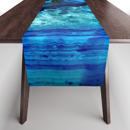 Turquoise Blue Teal Quartz Crystal Table Runner