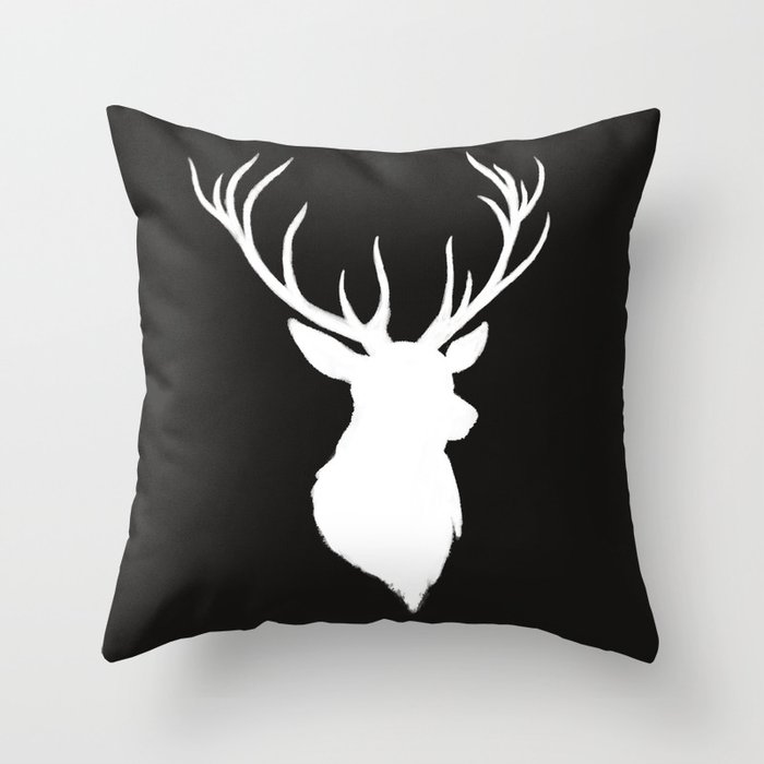 Stag head Throw Pillow by lauratolton 