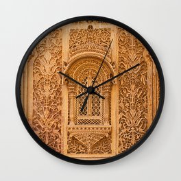Carved Window In Mandir Palace Jaisalmer Rajasthan India Photography Wall Clock