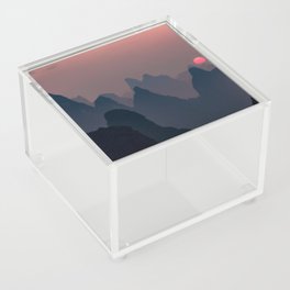 China Photography - Red Sunset Over The Tall Mountains Acrylic Box