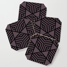 Black and Dark Purple Stripe Cube Tile Pattern Pairs DE 2022 Trending Color Grapes of Wrath DET409 Coaster