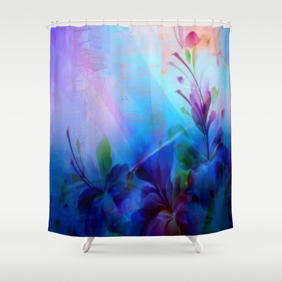Sunset Painterly Floral Shower Curtain
