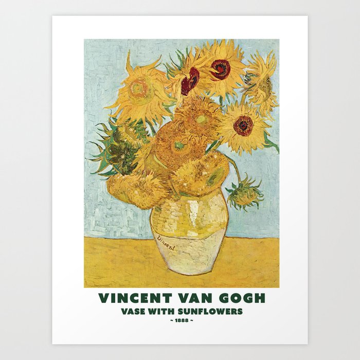 Vase with 12 Sunflowers by Vincent Van Gogh Art Print