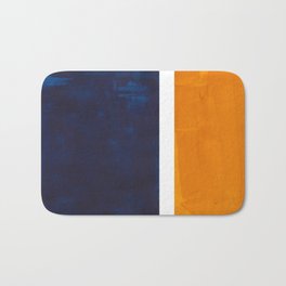 Navy Blue Yellow Ochre Abstract Minimalist Rothko Colorful Mid Century Color Block Pattern Badematte
