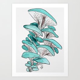 Funky Mushrooms Turquoise Art Print