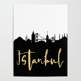 ISTANBUL TURKEY DESIGNER SILHOUETTE SKYLINE ART Poster