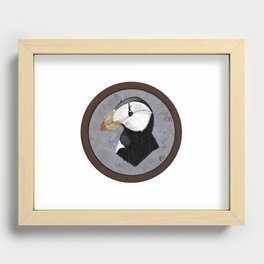 Horned puffin portrait Recessed Framed Print