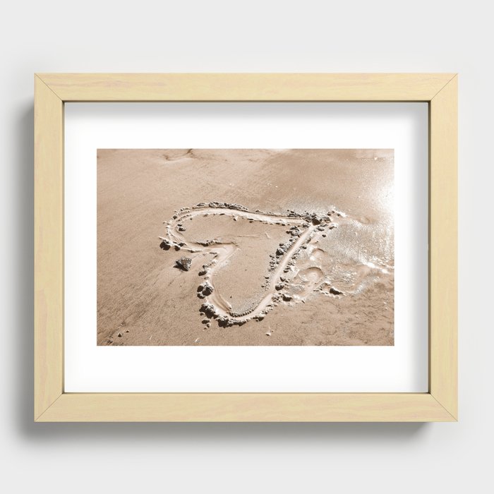 Heart in the sand Recessed Framed Print