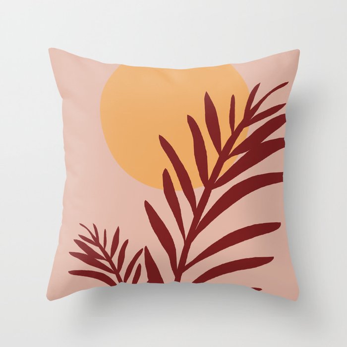 Boho Red Leaves Throw Pillow