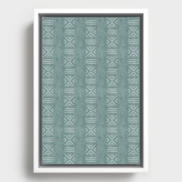 mudcloth tile stack - dusty blue Framed Canvas