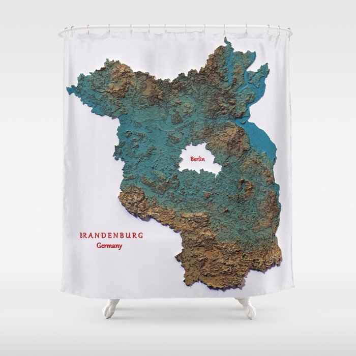 Brandenburg sorrounding Berlin map with 3d effects Shower Curtain
