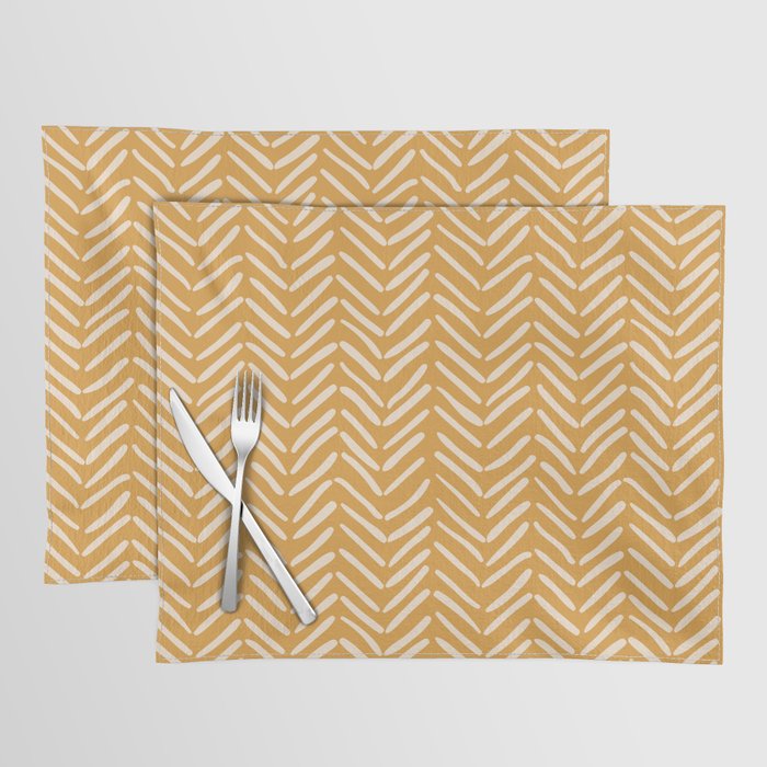 Arrow Lines Pattern in Yellow Gold Shades 1 Placemat