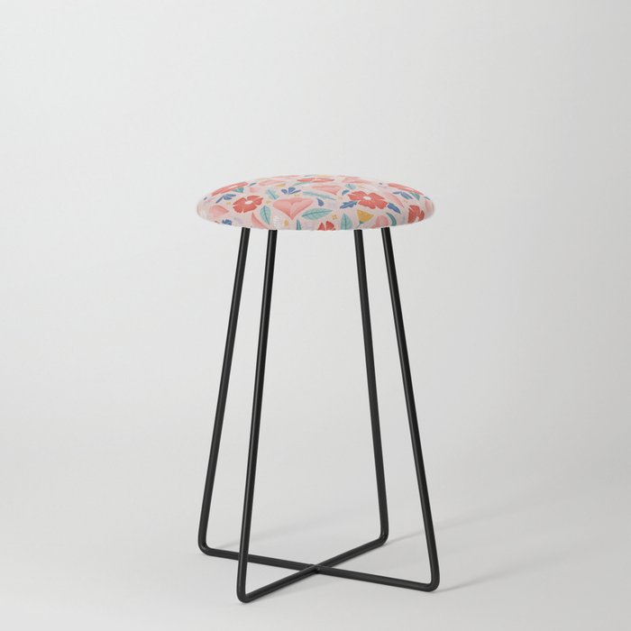 Poppies and Tulips Abstract Florals Counter Stool
