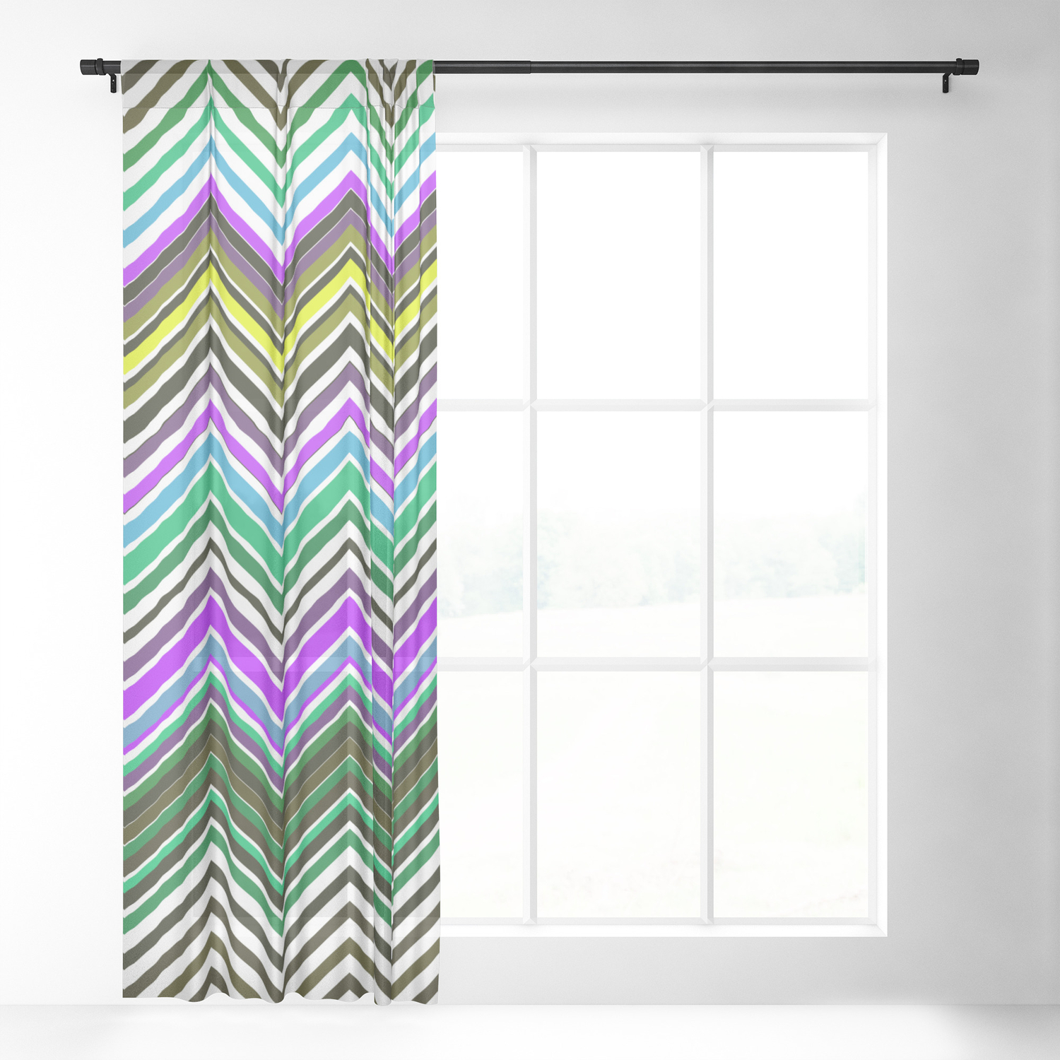 Zigzag Crochet Abstract Pattern Sheer Curtain By Pixelstory Society6