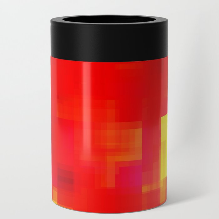 geometric pixel square pattern abstract background in red yellow Can Cooler