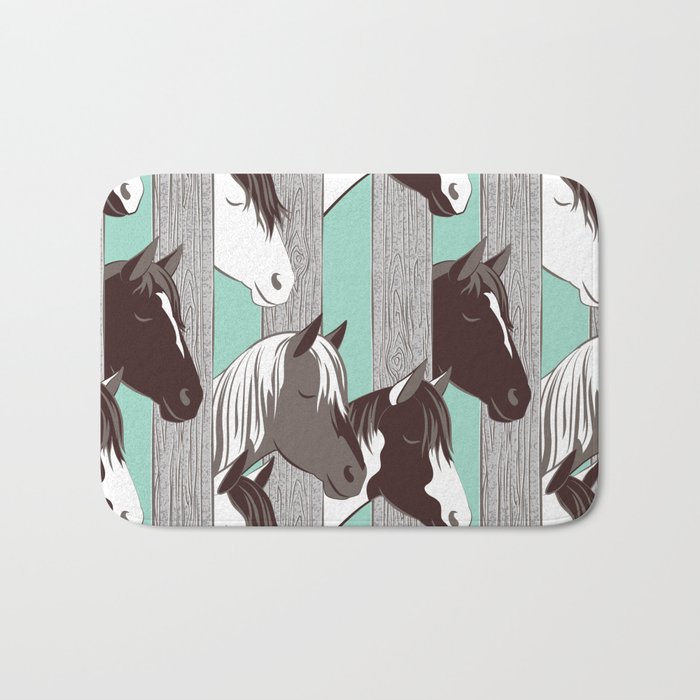 Waiting for the horse race // mint background Bath Mat