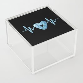 Heartbeat with cute blue heart shaped donut illustration Acrylic Box