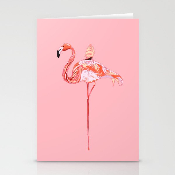 Flamingo & Sea Stationery Cards