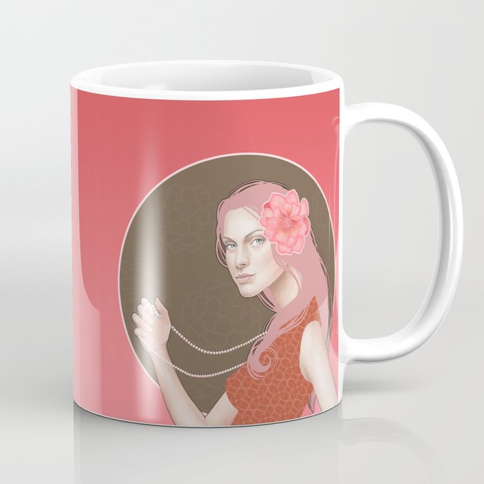 Girl Holding a Pearl Necklace Coffee Mug