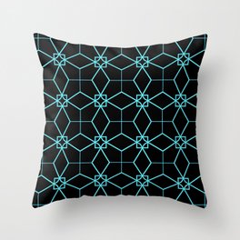 Lacy Pattern - Teal on Black Throw Pillow