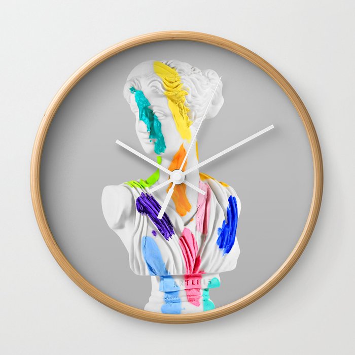 A Grecian Bust With Color Tests Wall Clock