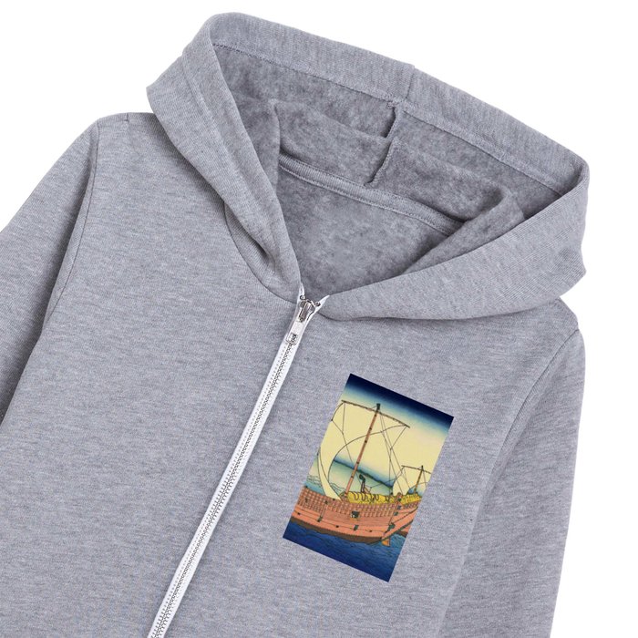 Hokusai -36 views of the Fuji  30 The Kazusa sea route Kids Zip Hoodie