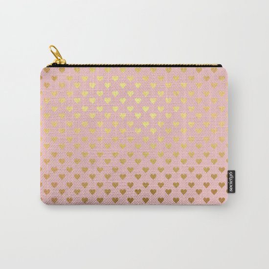 Gold and pink sparkling and shiny Hearts pattern Carry-All Pouch