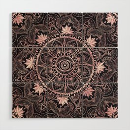 Rose Gold Eye Mandala Black Design Wood Wall Art