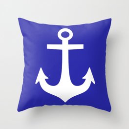Anchor (White & Navy Blue) Throw Pillow